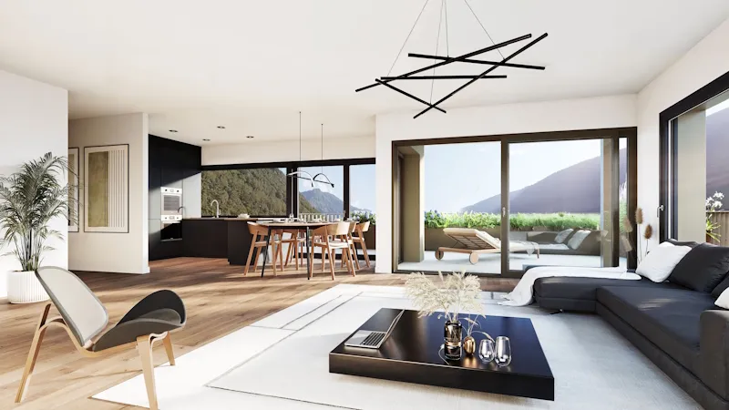 Vue intérieur de l'appartement immeuble La Romanée Martigny